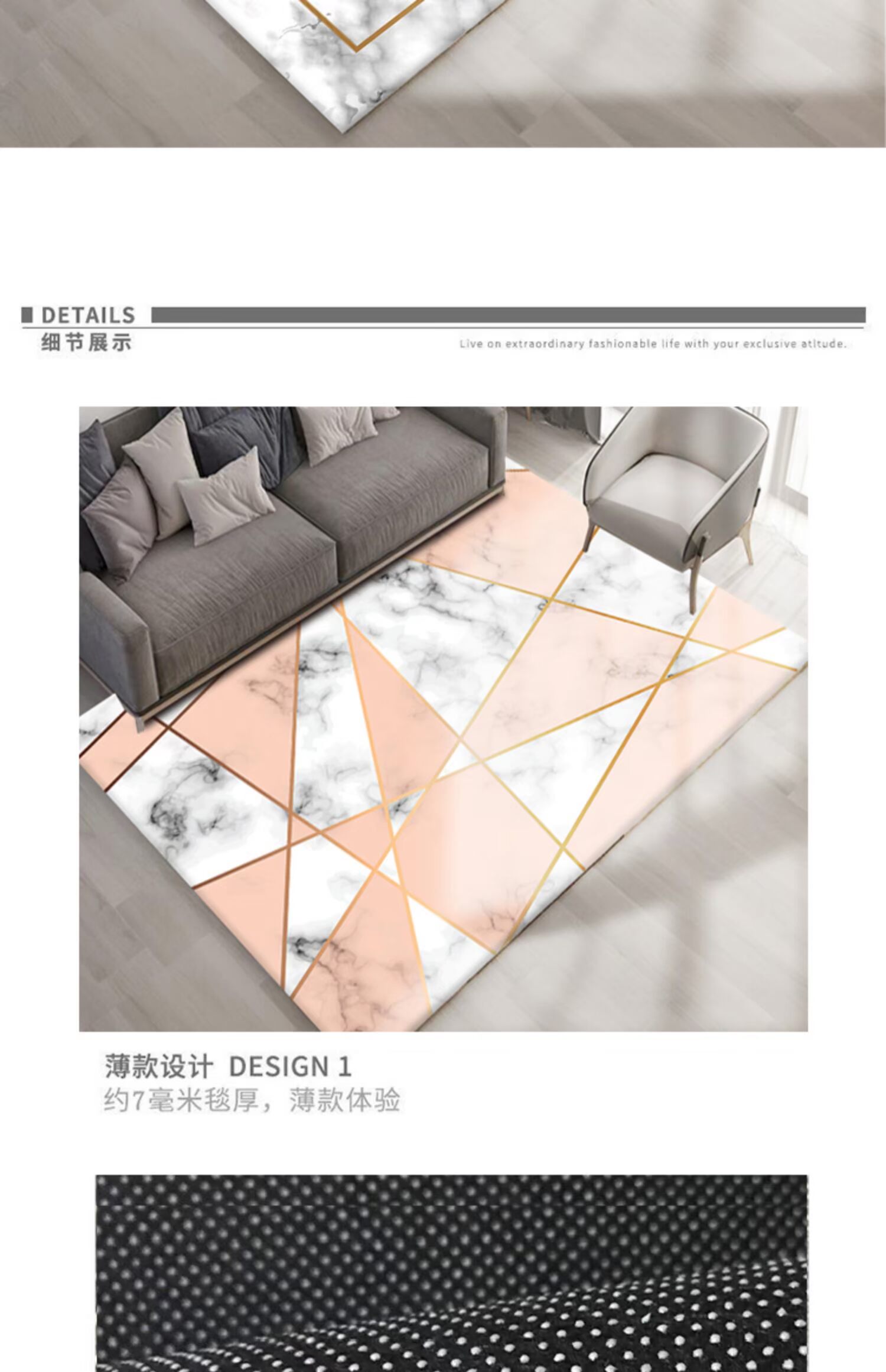 Bắc Âu tối giản hình học đá cẩm thạch đường thảm trong phòng khách màu đỏ sofa phòng khách bàn cà phê phòng ngủ nhỏ tươi sàn - Thảm thảm tròn