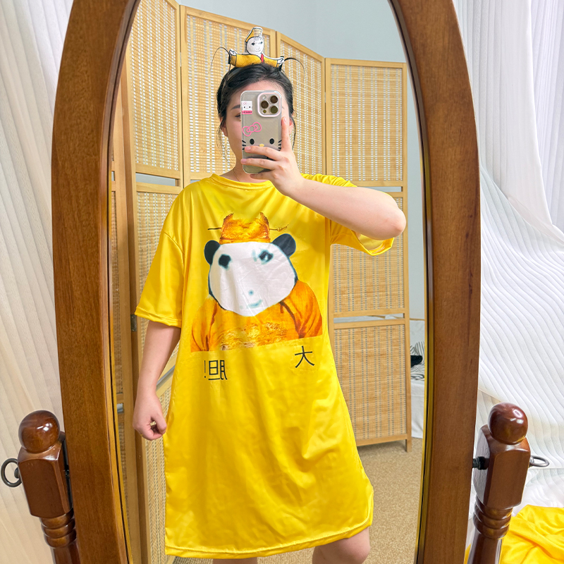 Bold Dragon Pattern Emperor Dragon Robe Nightgown 2025 Abstract Pajamas Pure Cotton Short Sleeve Funny Quirky Homewear Can Be Worn Outside