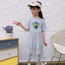 (Over 48 yuan) mosaic mesh dress small Daisy summer dress big girl princess dress 0057