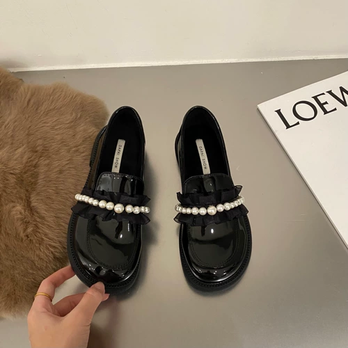 Маленькие кожаные туфли в британском стиле на толстой подошве для женщин, новинка осени и зимы 2021, плюс бархатные лоферы без шнуровки