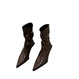 Высокие короткие сапоги, туфли, утепленные ботинки с заостренным носом, французский стиль