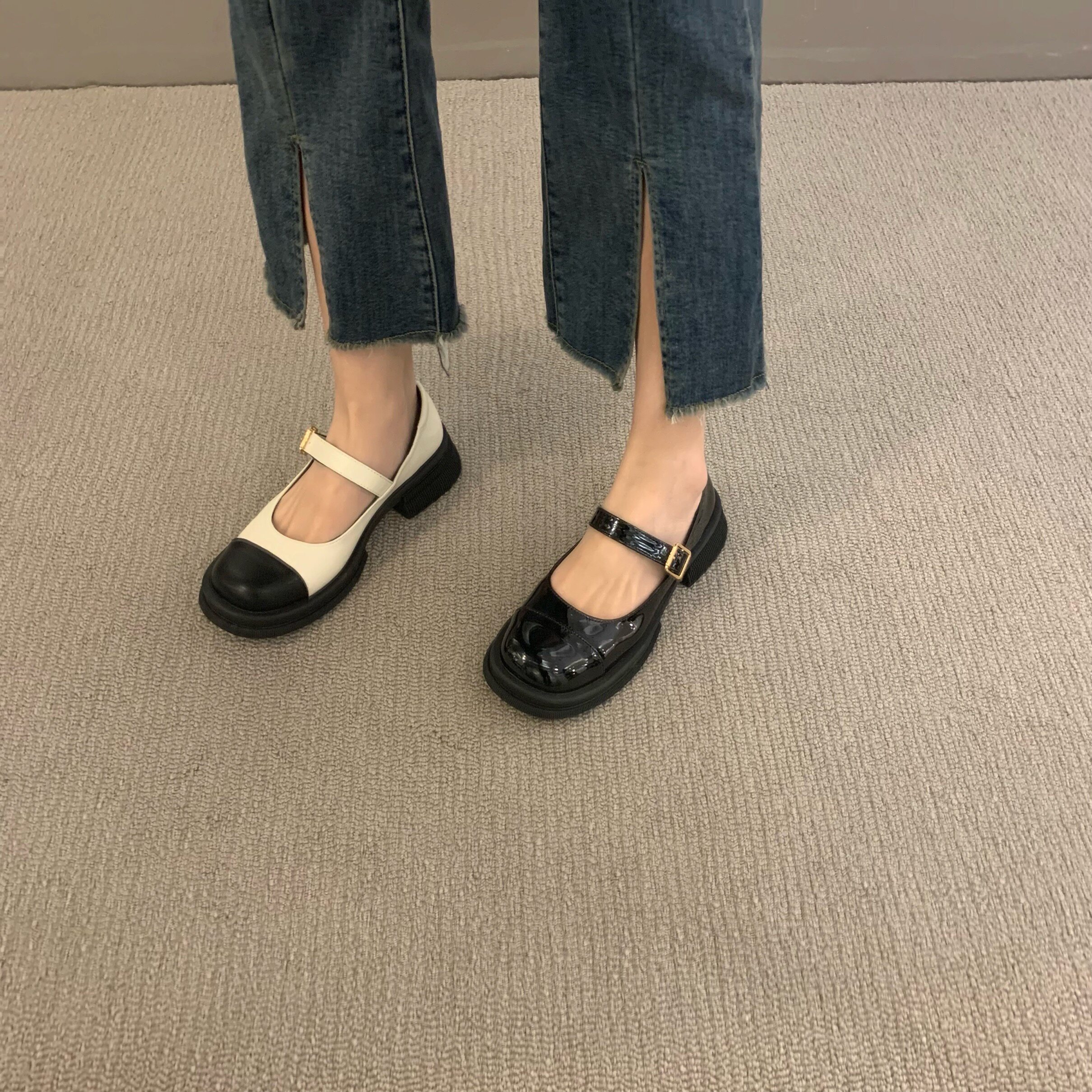 Thick bottom French style Mary Jane Inn wind small leather shoes Shoes Son 2022 New spring Summer Little crowdnight Single shoe