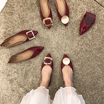 Flat shoes fairy shoes 2022 spring small red with skirt gentle pointed bridesmaid wedding shoes spring ladle shoes