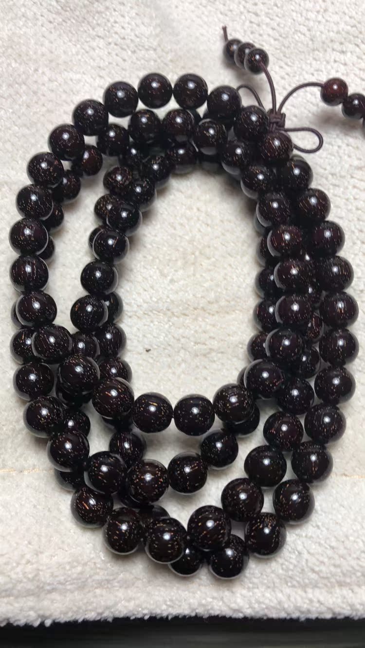 Indian small leaf purple sandalwood bracelet 8mm108 bursting with gold Venus High oil and dense old stock Men and women Purple Sandalwood Buddha Beads Handout