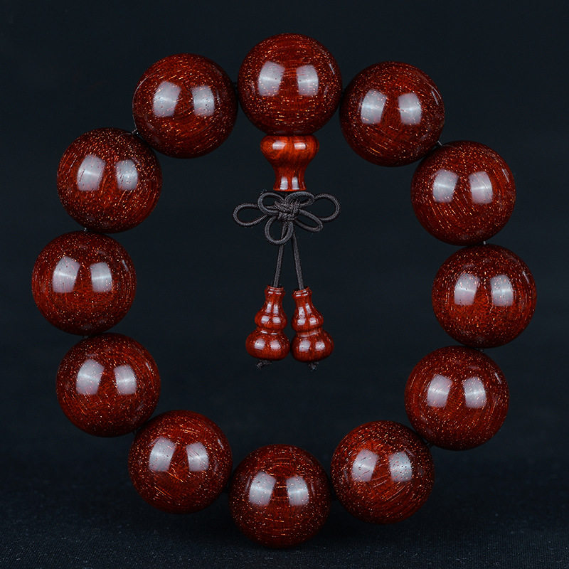 Authentic Indian leaflet red sandalwood hand string 2 0 full gold star old material high density Buddha beads bracelet for men and women 1 5 1 8 8mm