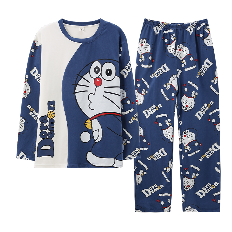 Fat Boy Pajamas, Men's Pure Cotton Spring and Autum Thin Long-Sleeved Cartoon Teenagers, High School Students, Home Clothes Set