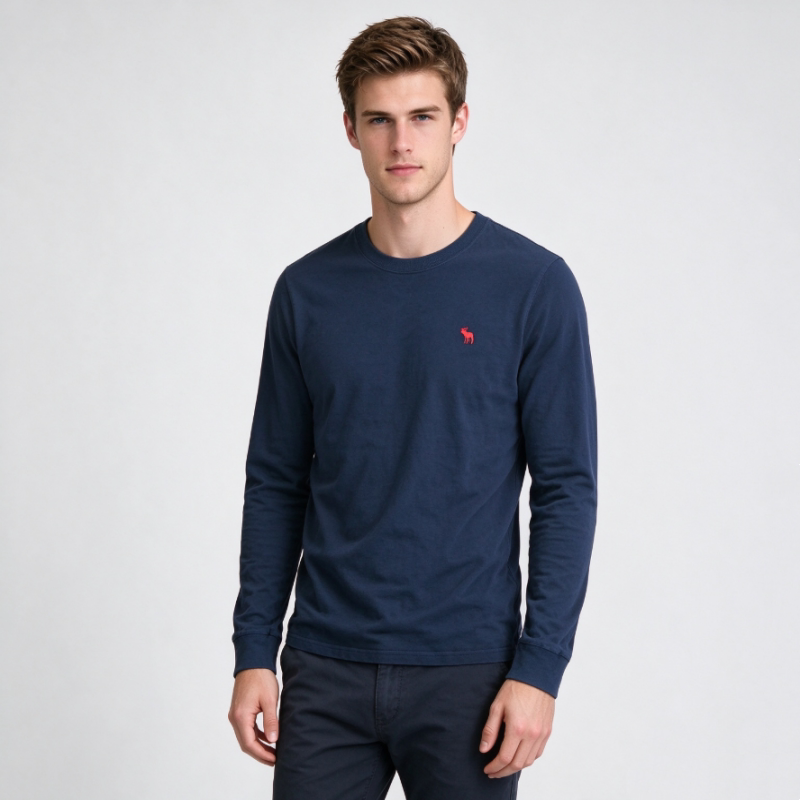 Abercrombie&Fitch American Af Long-Sleeved T-Shirt Men's Round Neck Pure Cotton Versatile Casual Autum Base Layer Trendy Shirt Abercrombie&Fitch American Af Long-Sleeved T-Shirt Men's Round Neck Pure Cotton Versatile Casual Autum Base Layer Trendy Shirt