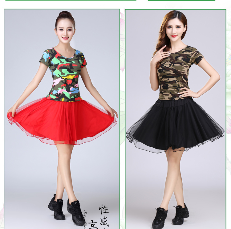 Yunshang Yang Liping Cotton Square Dance Mới Váy ngắn Đặt hoa mùa hè Ngụy trang Thủy thủ Dance Dance Square Dance Trang phục - Khiêu vũ / Thể dục nhịp điệu / Thể dục dụng cụ mua giày khiêu vũ
