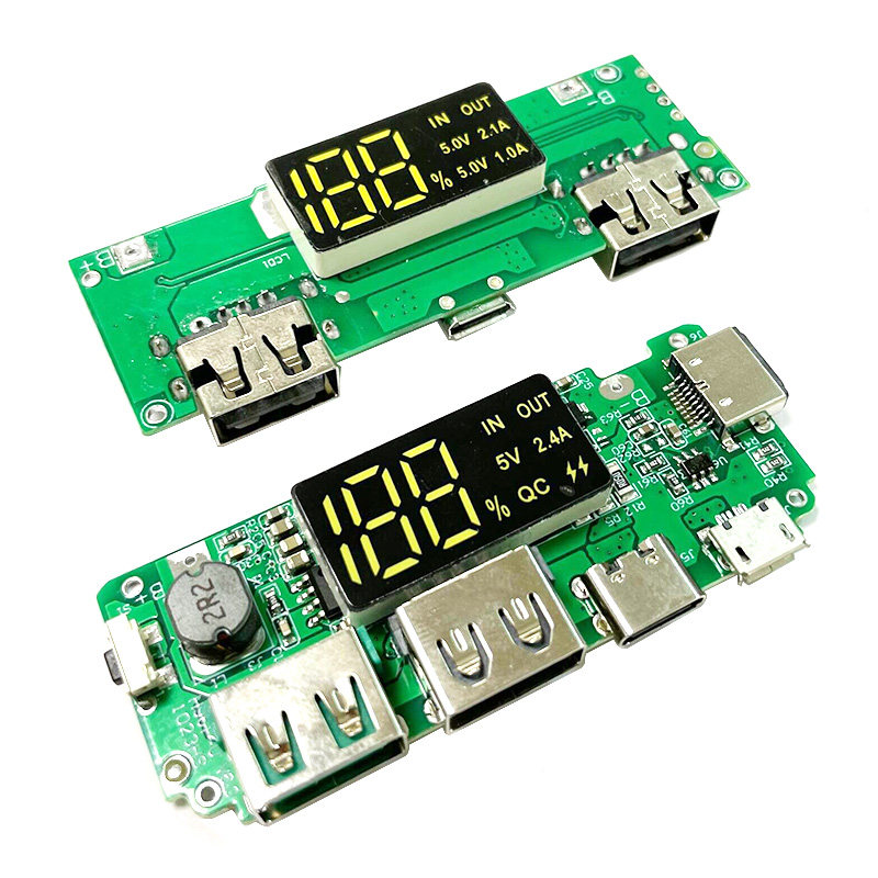 18650锂电池数显充电模块5V2.4A 2A 1A 双USB输出 带显示升压模块