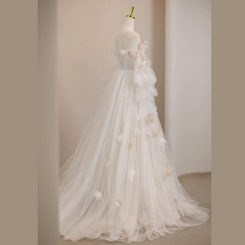 Летнее свадебное платье для принцессы, открытые плечи, французский стиль, премиум класс