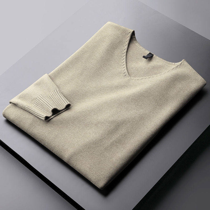 Light Extravagant Bicolor Yarn Men V Collar Sweater Spring Autumn Season Han Edition Youth Sashimi Hot Fashion 100 Hitch Undershirt Tide