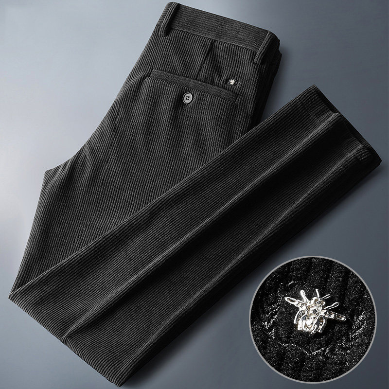 Corduroy casual pants men's autumn and winter thickened warm trousers light business men's loose straight hot velvet long pants