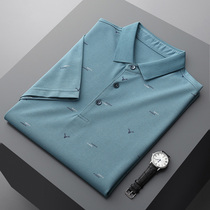 Short-sleeved T-shirt mens 2021 new trendy brand polo shirt cotton print shirt mulberry silk half sleeve lapel mens