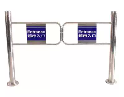 Supermarket one-way door Stainless steel importer and exporter entrance door manual mechanical door only can not enter and exit the swing gate is prohibited
