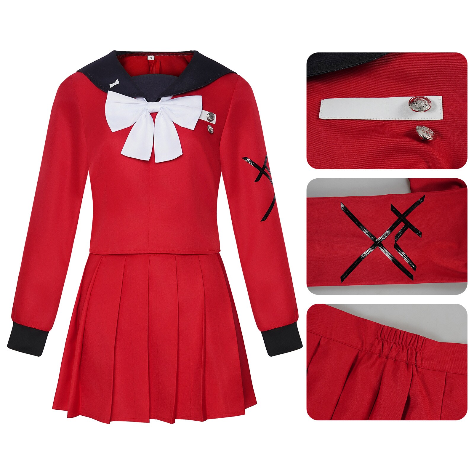 百日战纪cos服九十九过子红色校服舞台装扮艺术感_Cosplay女装_淘宝游戏网
