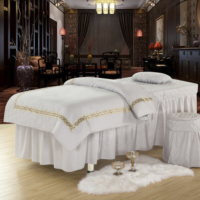 Vẻ đẹp châu Âu trải giường bốn bộ spa spa vật lý trị liệu massage giường với lỗ đơn giản có thể được tùy chỉnh - Trang bị tấm ga trải giường nối mi
