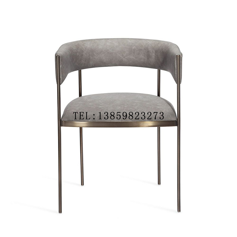 Italian light luxury stainless steel soft bag hotel restaurant dining chair post-modern sales office negotiation chair model room armchair