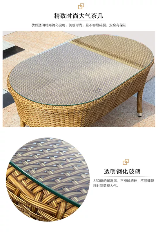 Teng hẻo lánh ngoài trời sofa vườn mây mây bàn cà phê kết hợp ban giải trí phù hợp sofa patio ngoài trời - Ghế sô pha