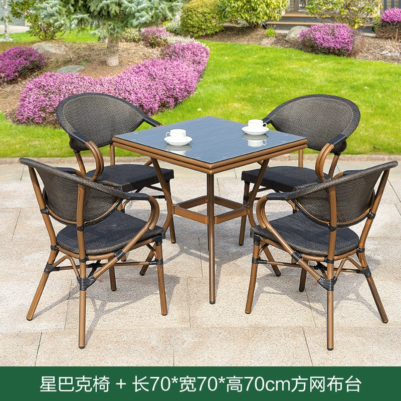 之 藤 Lưới bàn ghế kết hợp giản dị Bàn ghế cafe ngoài trời sân nội thất ghế Teslin ghế cafe ngoài trời
