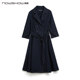 NOWSHOW Langxiang ດູໃບໄມ້ລົ່ນໃຫມ່ navy blue topstitch dress 213091