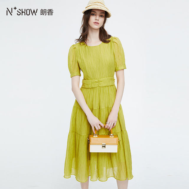 NOWSHOW Langxiang summer new French retro gentle tea break long skirt dress 232017