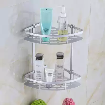 Double shelf bathroom net basket space aluminum dressing room corner rack bathroom basket rack