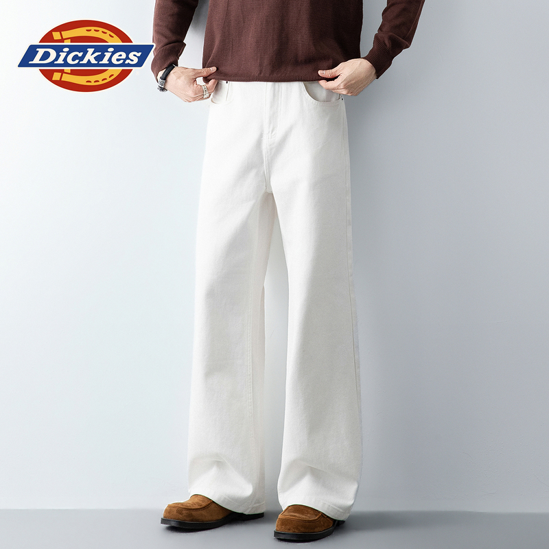 Dickies High-End White Straight-Leg Jeans for Men, Loose Fit, Slimming, 2026 New Wide-Leg Casual Pants Dickies High-End White Straight-Leg Jeans for Men, Loose Fit, Slimming, 2026 New Wide-Leg Casual Pants