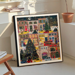 Modern and Simple New Square Aluminum Alloy Picture Frame with Cardboard, Blooming Flowers, Galison Winter Lights, Christmas Puzzle Frame
