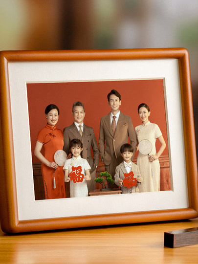 Family Photo Frame, High-End Solid Wood Rounded Corner Picture Frame for Framing A4 Washed Photos, Wall Hanging, 8inch Stand for Enlarged Group Photos