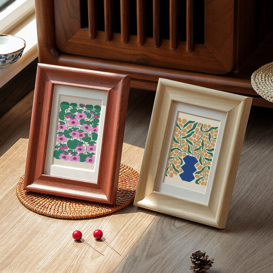 Solid Wood Small Photo Frame Display Stand Empty Frame 8inch 10inch Simple Handmade DIY Photo Printing to Make Small Ornaments Desktop 6-Inch 7