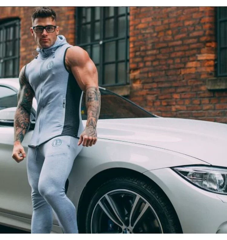 Mùa xuân và mùa hè cơ bắp anh em thể thao vest nam vest bông tập thể dục đào tạo áo hoodie nam trùm đầu áo len không tay - Áo vest cotton áo vest dạ nam