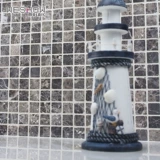 Глубокая свиная мозаичная плитка для ванной комнаты ванная комната кухня Барбатея Рыбной прунд пруд против стекла цветочного пруда Фоновая стена