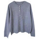 High-quality heavy-duty beaded bow knitted cardigan round neck single-breasted loose spring thin soft sweater jacket