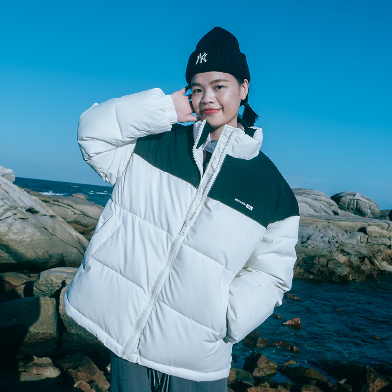 Down cotton clothes Women 2021 Winter new Korean version Short-style Loose Splicing Standing Collar Thickened Student Cotton Padded Jacket