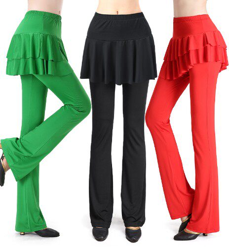 Bottoms dance women's hakama culottes new dancing milk silk summer pants square dance Latin dance costume long