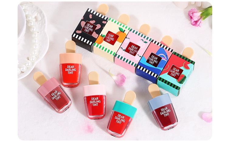 Hàn quốc ice cream lip gloss son bóng giữ ẩm không đánh dấu bền không thấm nước glass lip men nhuộm lip lỏng sinh viên 	sơn bóng hồng