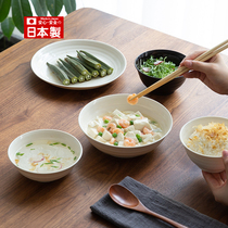 Japanese imported rice bowl home creative dishes set plastic anti-drop tableware imitation porcelain soup bowl simple eating bowl