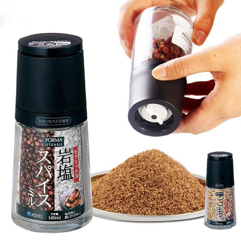 Japan Manual Grinding Machine Dry Grinding Domestic Fine Stainless Steel Sea Salt Pepper Grinding Bottle Rotary Sauce Bottle Tank