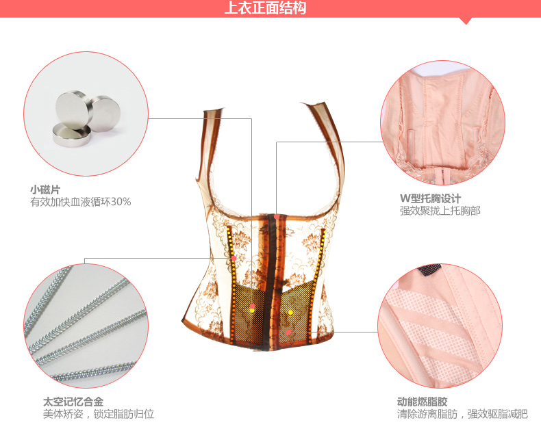 Tingmei đích thực đặc biệt cung cấp siêu mỏng cherry chùm bụng corset chia body bra set quần áo giảm béo TM1060