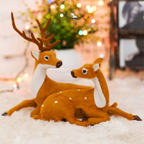 Artistic craftsmen Christmas elk ornaments under the Christmas tree couples deer lovers deer simulation lucky deer