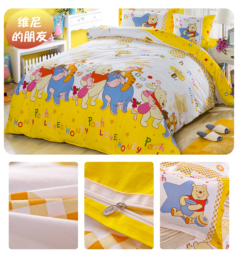 Disney trẻ em cotton bốn mảnh nam giới và phụ nữ phim hoạt hình bộ đồ giường cotton sheets quilt cover ba mảnh bộ đồ giường