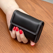 European and American top layer cowhide womens card bag multi card position fashion leather coin wallet simple mini organ card clip tide