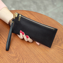 2021 New European and American cowhide long wallet women soft leather ultra-thin fashion simple leather zipper wallet wallet tide