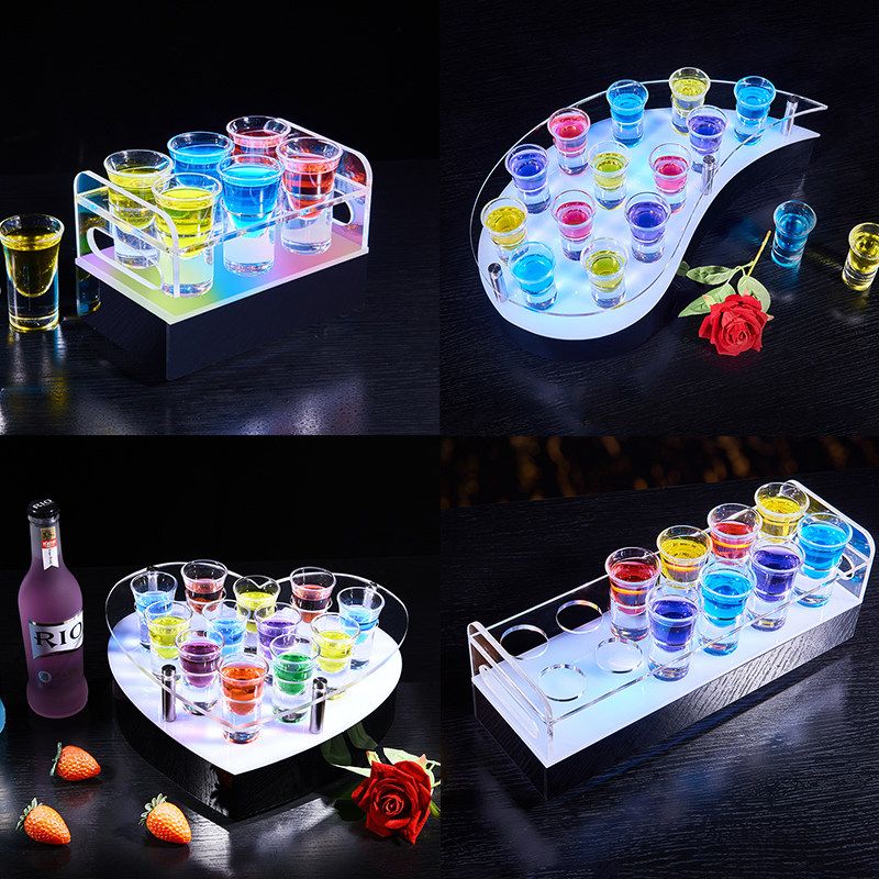 Bar glowing glass frame KTV creative cocktail glass rack bullet rack LED charging light-emitting wine frame one cup frame