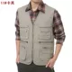 Mùa xuân và mùa hè mỏng phần trung niên nam cotton nhiều túi ngoài trời vest câu cá nhiếp ảnh vest vest kích thước lớn vest áo ba lỗ gym