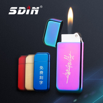 Creative ultra-thin inflatable lighter Pearl grinding wheel open fire lighter flint advertising gift custom lettering