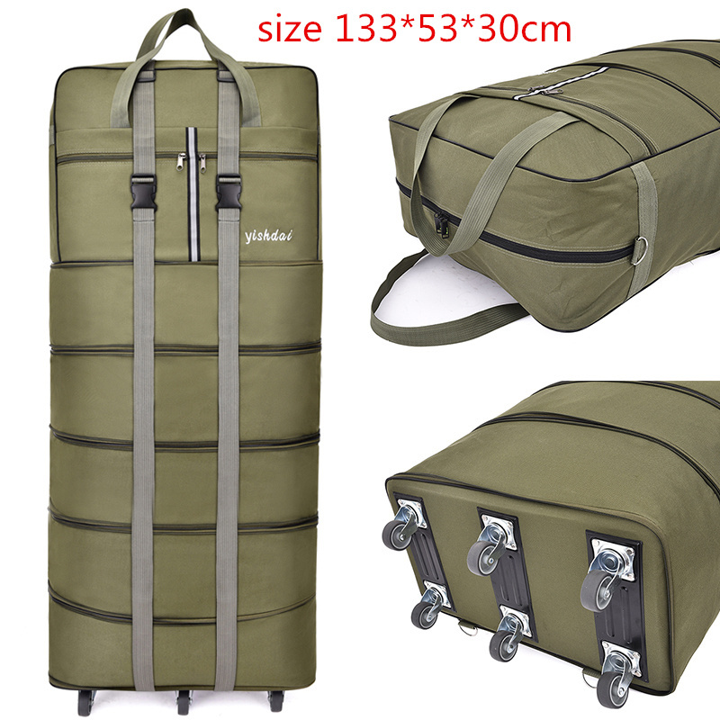 Large Capacity 158 Airline Checked Bag Foldable Luggage Bag with Universal Wheels Travel Bag Overseas Luggage Bag Moving Bag