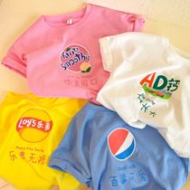 Chen Ma 2021 boys and girls Korean cartoon short sleeve T-shirt baby Summer new children Foreign style Joker coat