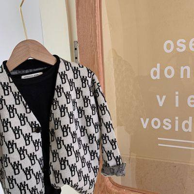 Chen Mama children's cardigan 2021 spring and autumn new products boys and girls Korean version jacquard knit sweater baby casual jacket tide