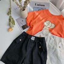 Chen Ma childrens shorts 2021 summer new boy solid color pocket casual five-point pants baby Korean version of pants tide